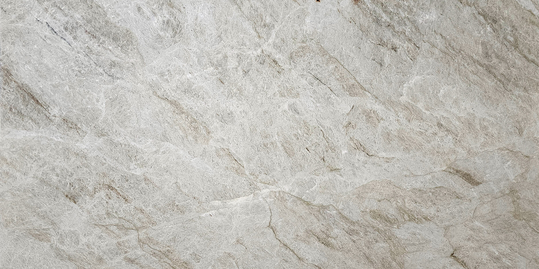 Full slab view of Perla Rocca Quartzite showing its harmonious earth tones and organic movement.